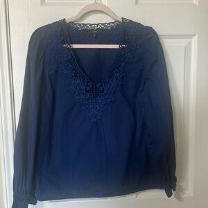 J Crew Navy Blue Lace Trim Blouse